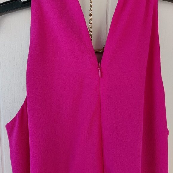 Kensie, Dressing Up and going out . Pink Halter & gold choker. Fluid Pink Fabric - Picture 7 of 9